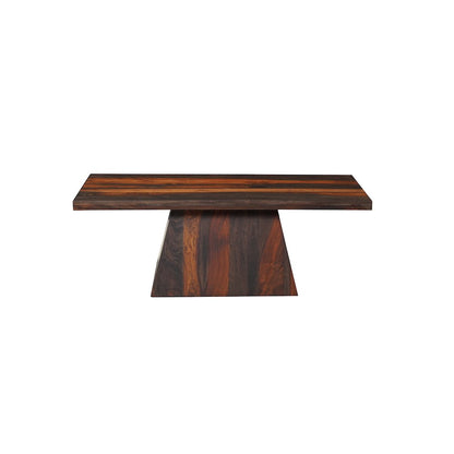Marin Solid Wood Rectangular Coffee Table with Pedestal Base, Brown Finish