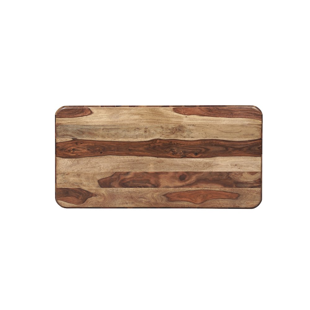 Marin Solid Wood Rectangular Coffee Table with Low Base, Brown Finish