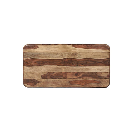 Marin Solid Wood Rectangular Coffee Table with Low Base, Brown Finish