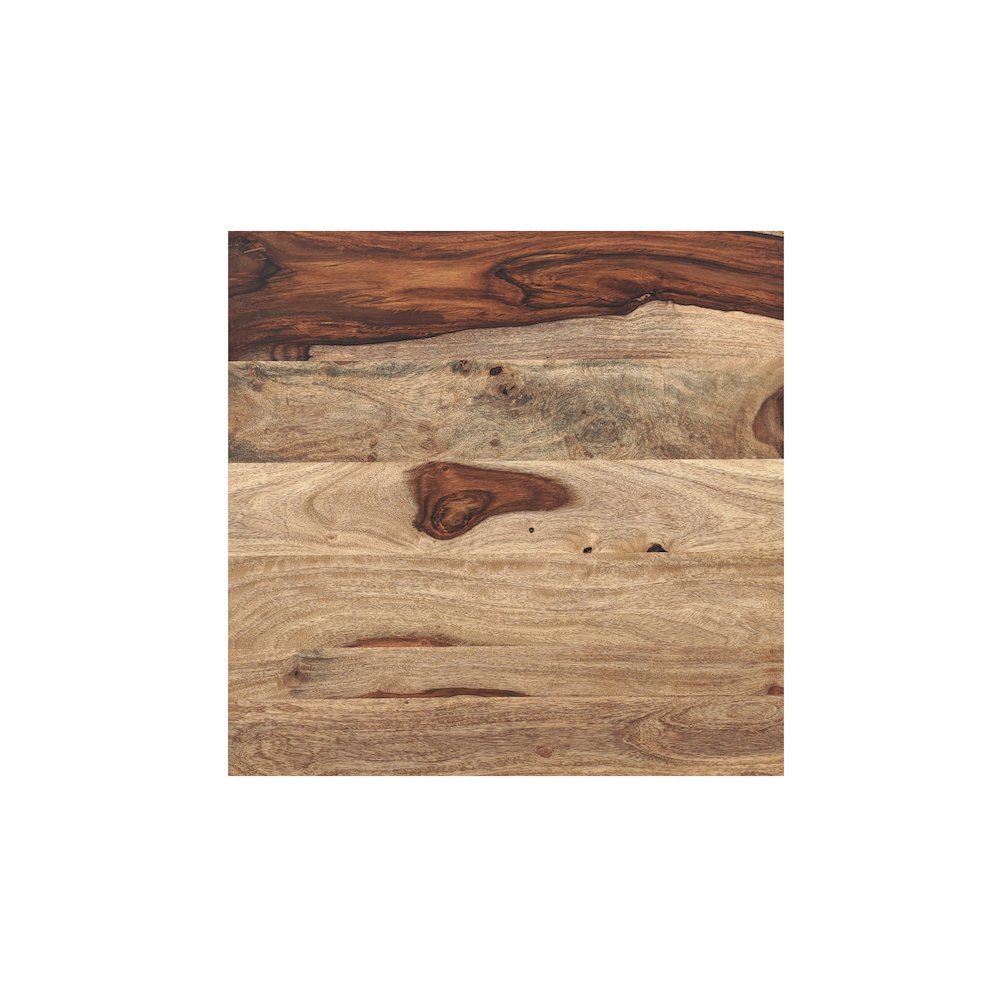 Marin Solid Wood Square End Table with Angular Pedestal Base, Brown Finish