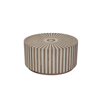 Lennox Round Solid Mango Wood Coffee Table with Natural Two-Tone Finish