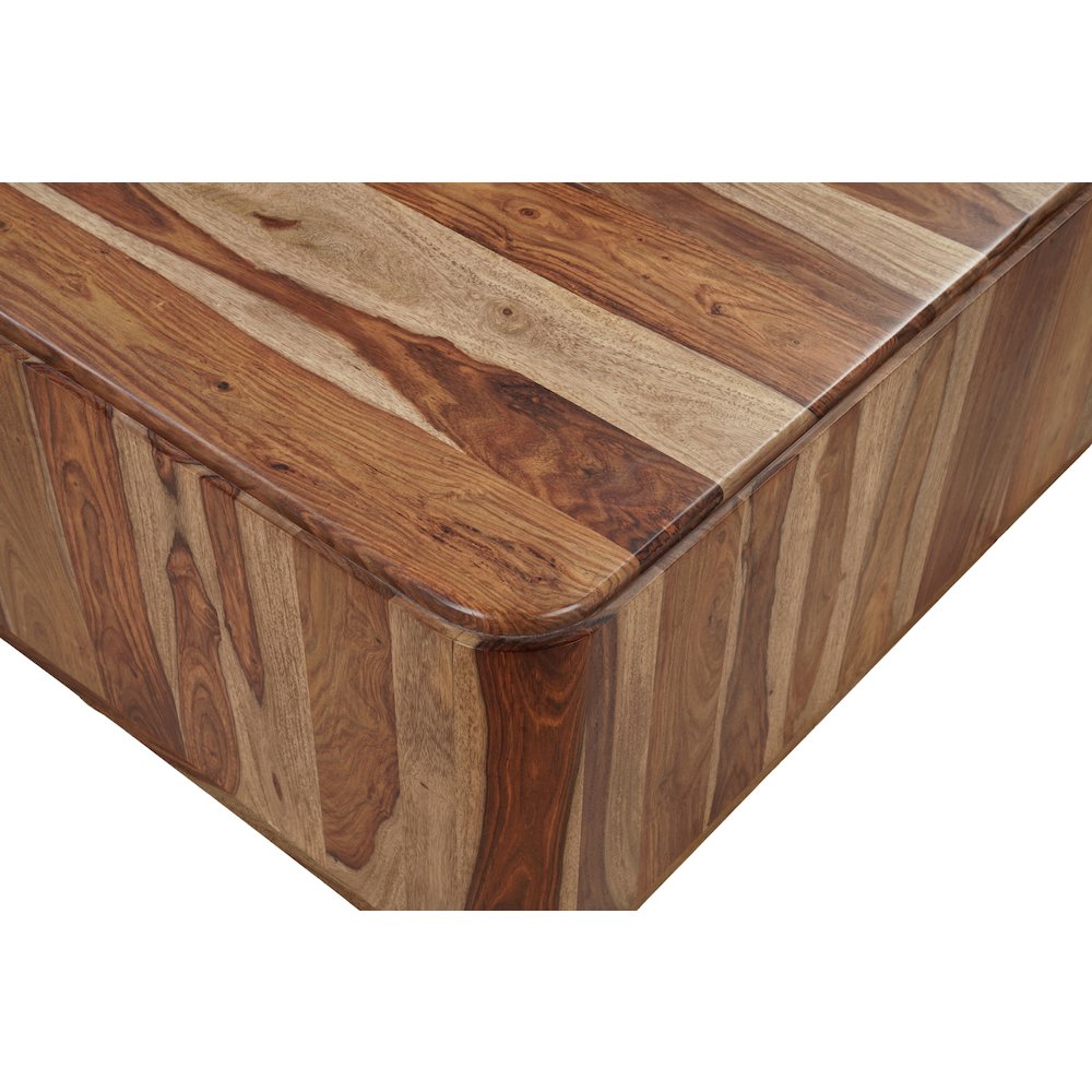 Marin Solid Wood Square Coffee Table with Low-Profile Base, Brown Finish