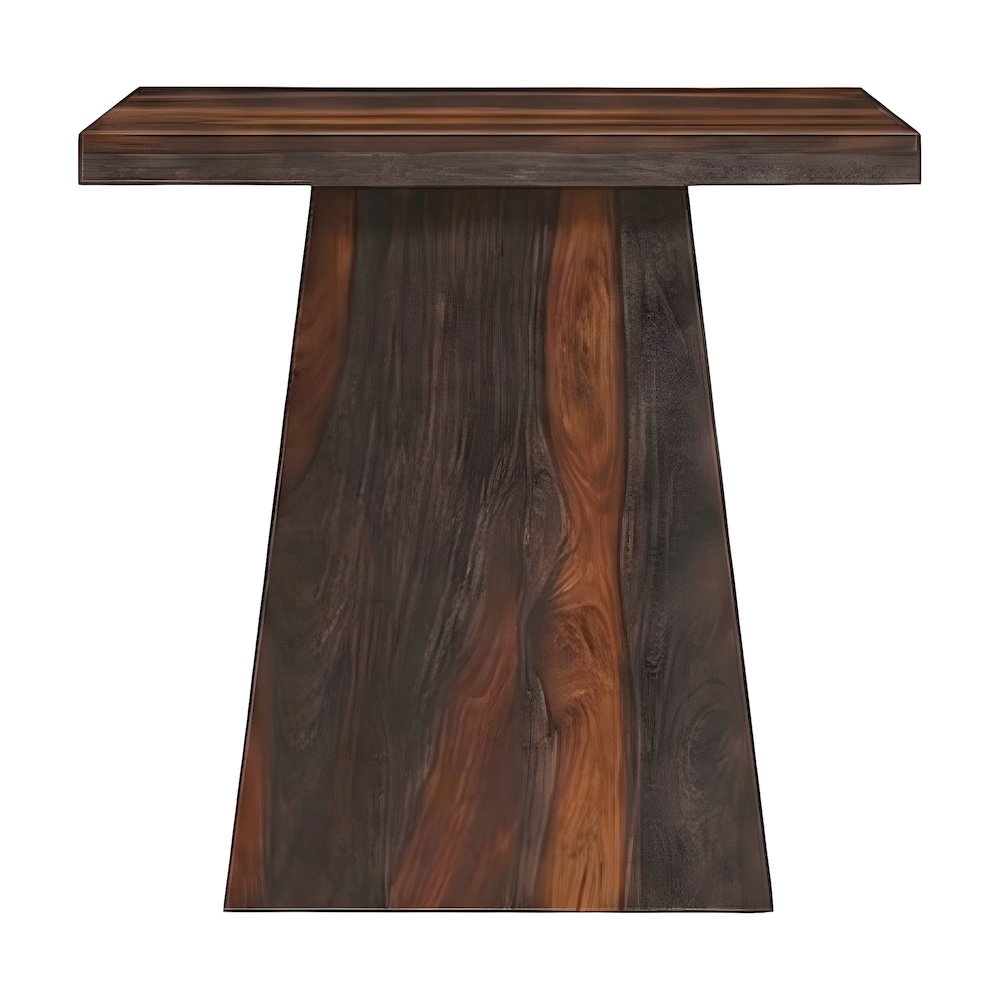 Solid Sheesham Wood Square End Table with Angular Pedestal Base for Living Room