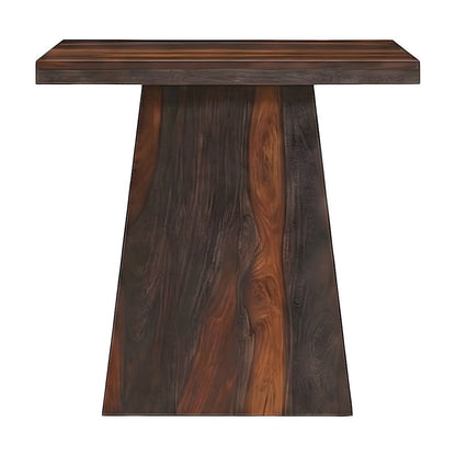 Solid Sheesham Wood Square End Table with Angular Pedestal Base for Living Room