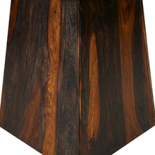 Solid Sheesham Wood Square End Table with Angular Pedestal Base for Living Room