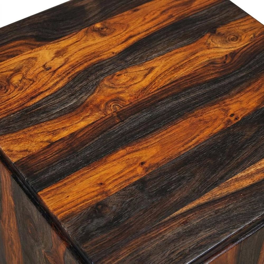Sheesham Wood Square End Table with Low-Profile Platform Base