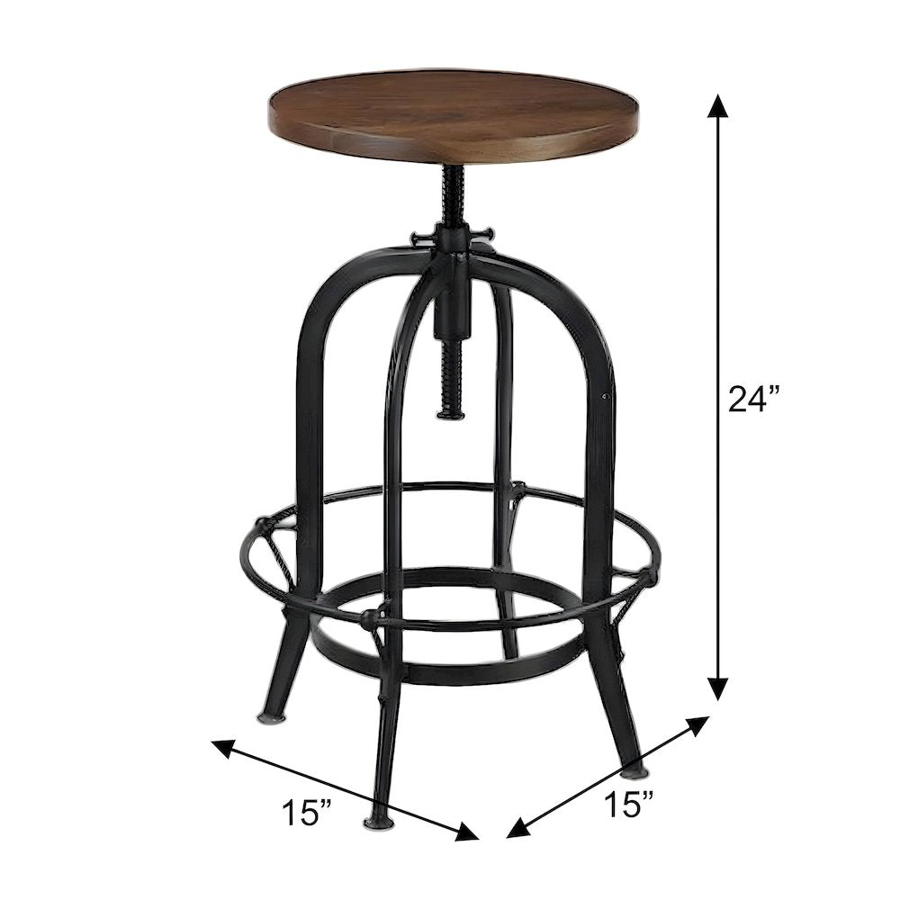 Solid Acacia Wood Bar Stool with Swivel Seat and Adjustable Height