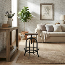 Solid Acacia Wood Bar Stool with Swivel Seat and Adjustable Height