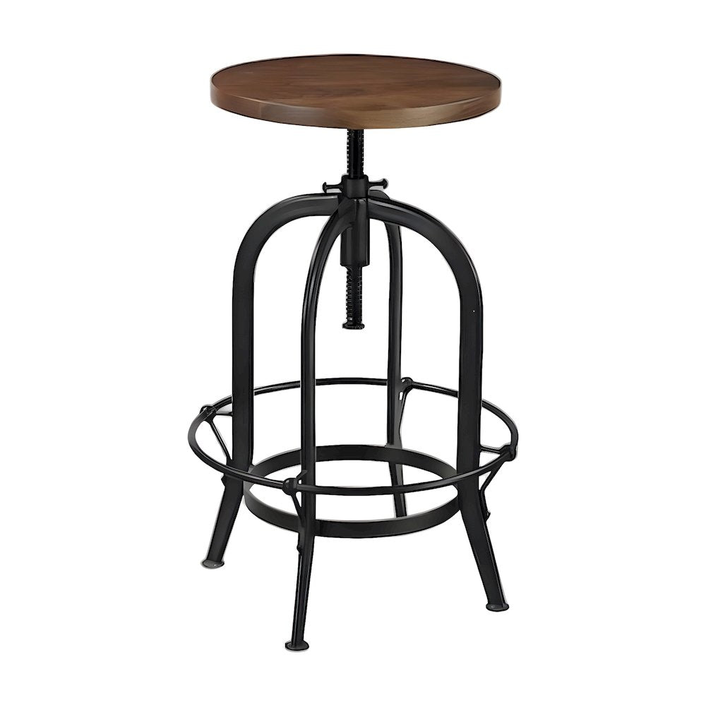 Solid Acacia Wood Bar Stool with Swivel Seat and Adjustable Height