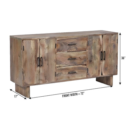Solid Acacia Sideboard with Live Edge Doors, 4 Doors and 3 Drawers