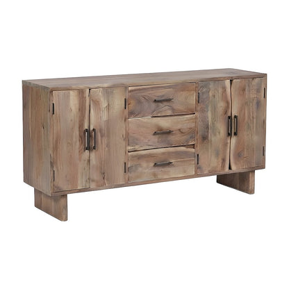 Solid Acacia Sideboard with Live Edge Doors, 4 Doors and 3 Drawers