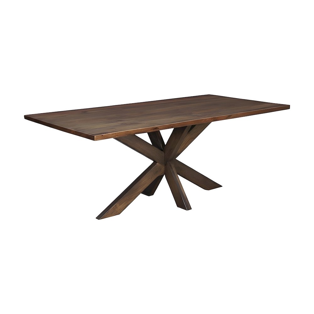 Solid Mango Wood Rectangular Dining Table with Cross-Leg Base, Seats Six