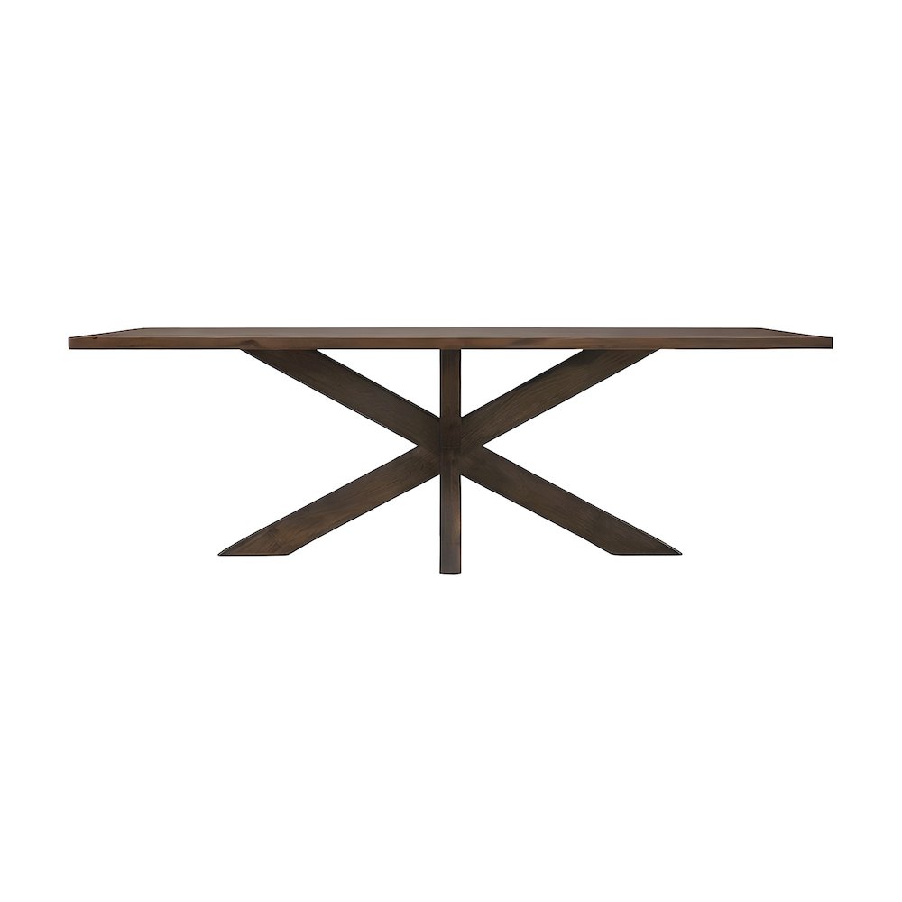 Solid Mango Wood Rectangular Dining Table with Cross-Leg Base, Seats Six