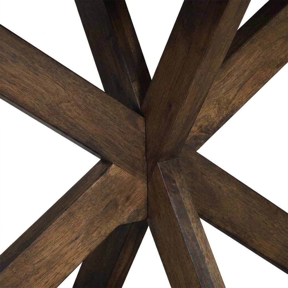 Solid Mango Wood Rectangular Dining Table with Cross-Leg Base, Seats Six