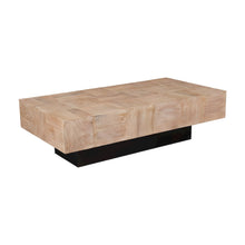 Solid Mango Wood Coffee Table with Clean-Line Rectangular Top for Living Room