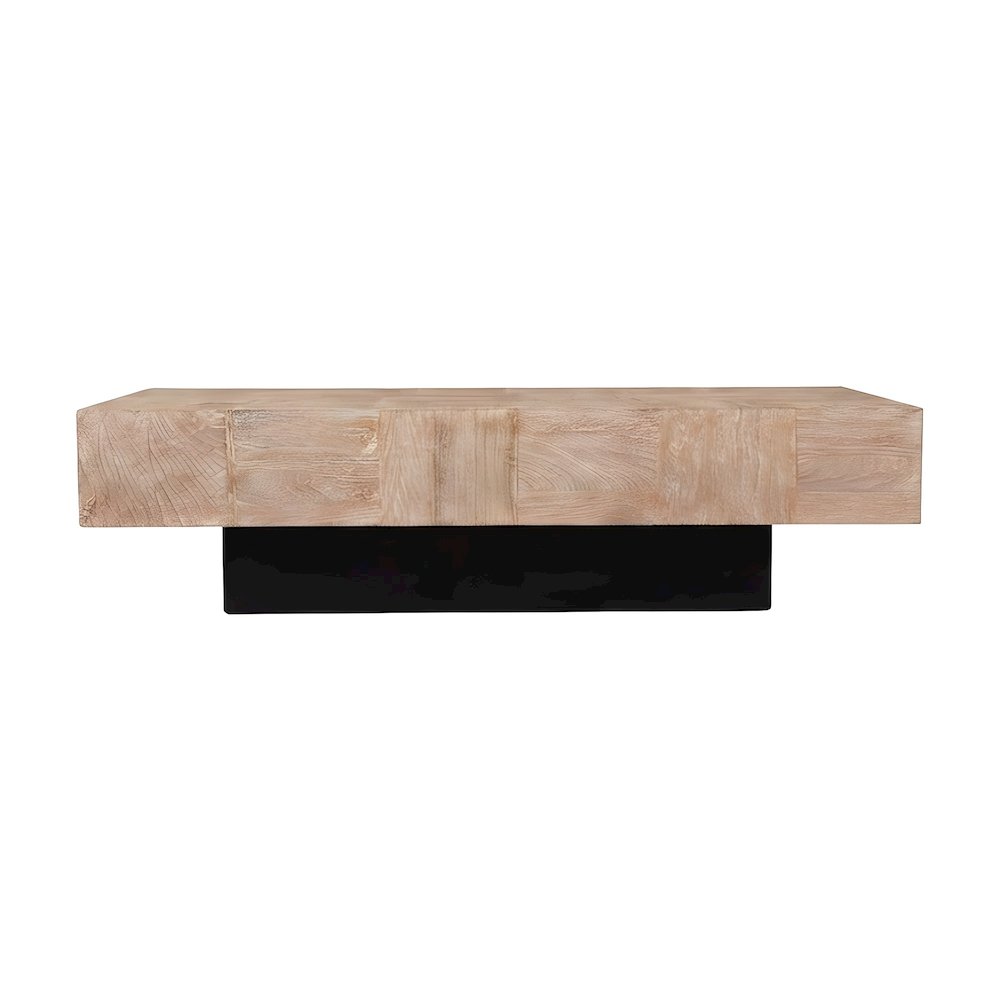 Solid Mango Wood Coffee Table with Clean-Line Rectangular Top for Living Room