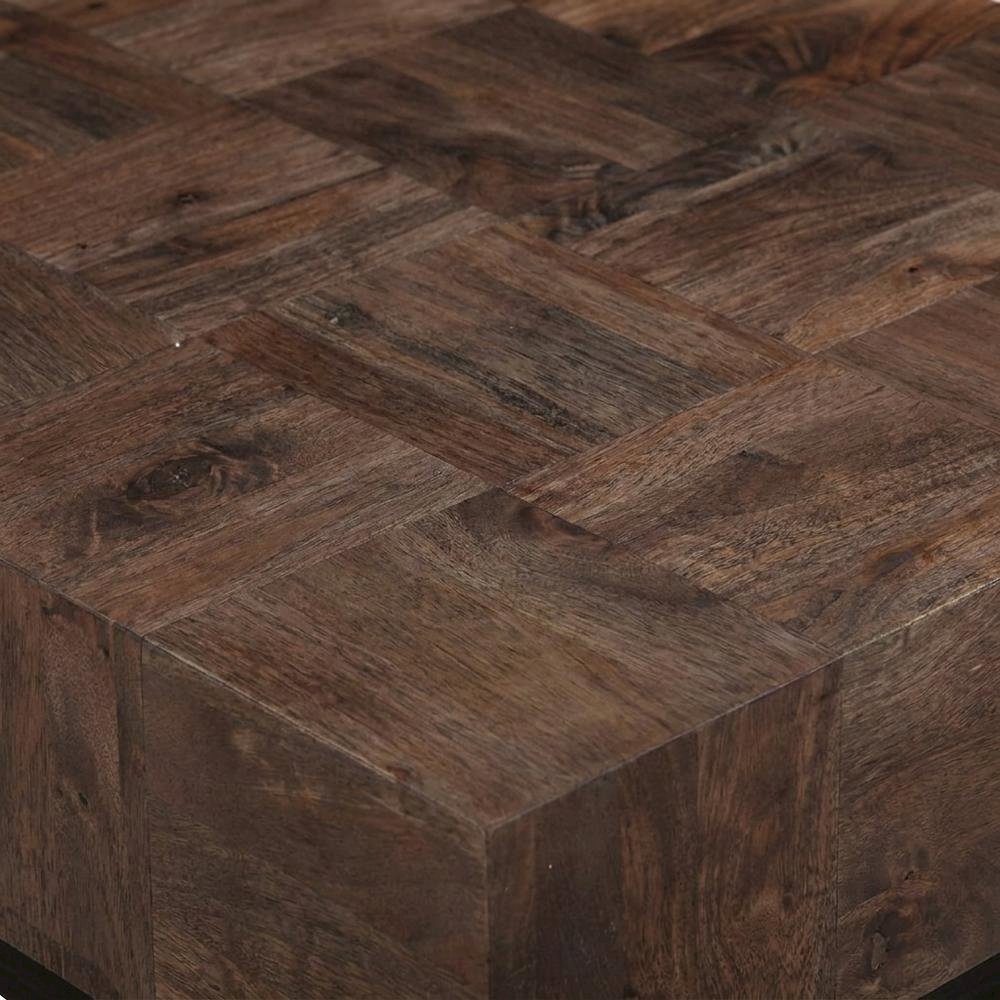 Solid Mango Wood Living Room Coffee Table and End Table Set with Storage