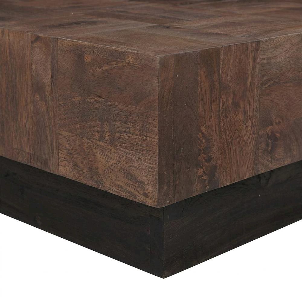 Solid Mango Wood Living Room Coffee Table and End Table Set with Storage