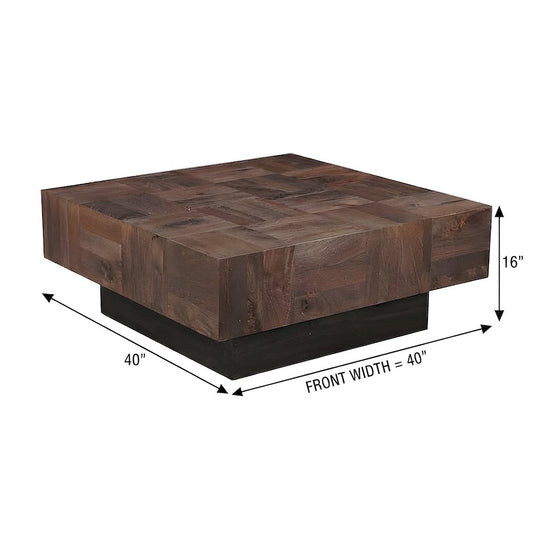 Solid Mango Wood Square Coffee Table for Living Room and Home Office