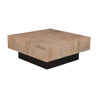 Solid Mango Wood Square Coffee Table with Clean Modern Lines for Living Room