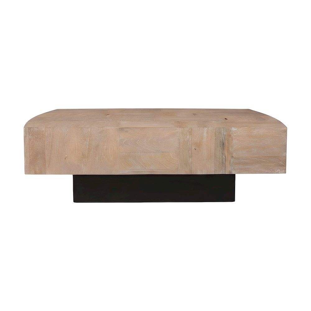 Solid Mango Wood Square Coffee Table with Clean Modern Lines for Living Room