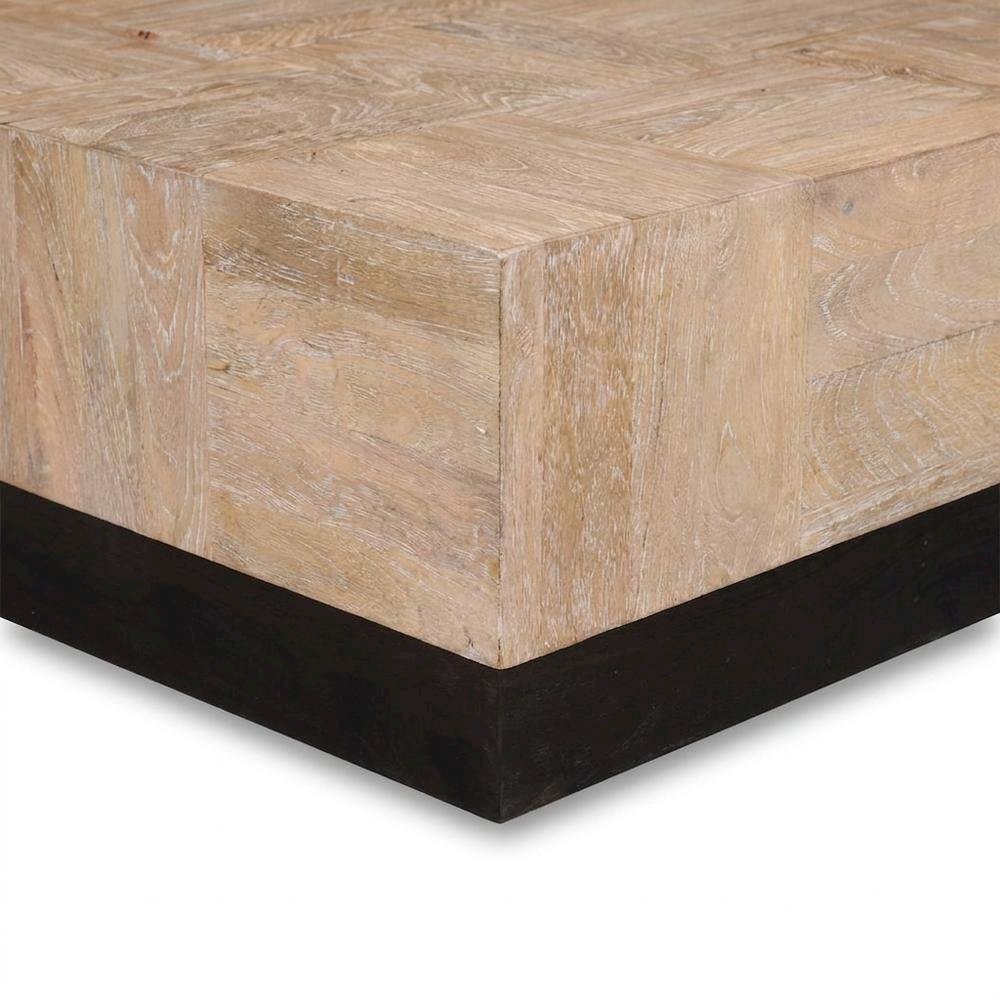 Solid Mango Wood Square Coffee Table with Clean Modern Lines for Living Room