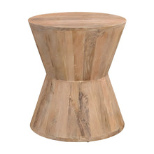 Solid Mango Wood Round Coffee Table with Hourglass Base, No Assembly