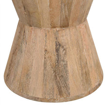 Solid Mango Wood Round Coffee Table with Hourglass Base, No Assembly