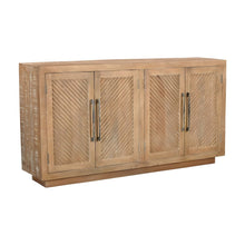 Solid Wood Sideboard with Carved Fluted Doors and Interior Shelves with Storage