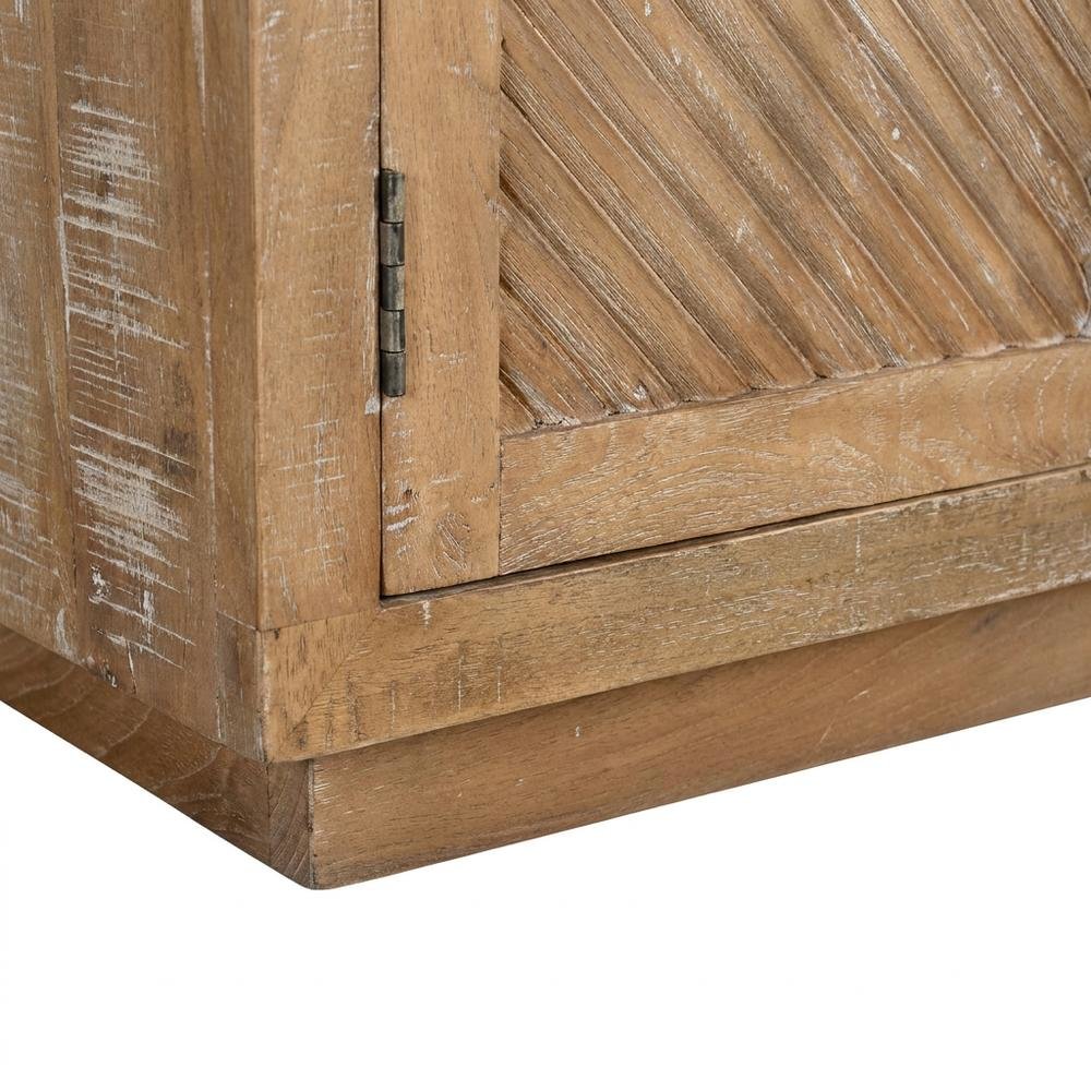 Solid Wood Sideboard with Carved Fluted Doors and Interior Shelves with Storage