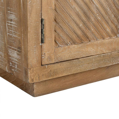 Solid Wood Sideboard with Carved Fluted Doors and Interior Shelves with Storage