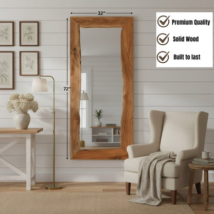 Oren 72" Live Edge Solid Wood Accent Mirror