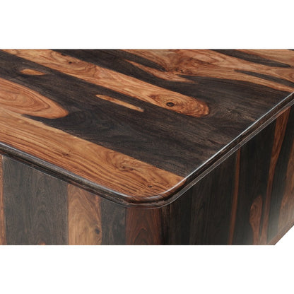 Marin Solid Wood Square Coffee Table with Low-Profile Base, Brown Finish