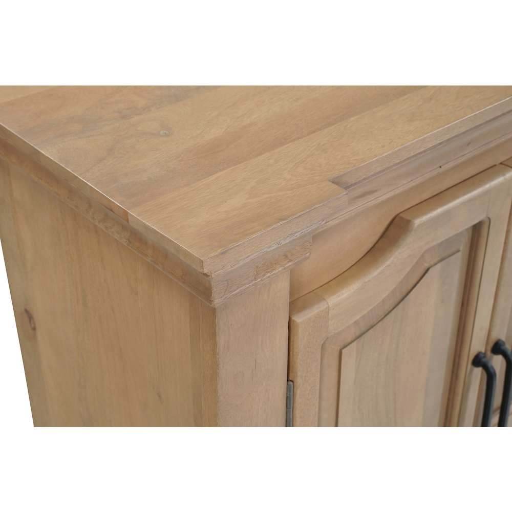 Solid Mango Wood Sideboard Cabinet with Arched Door Design Natural Brown Finish