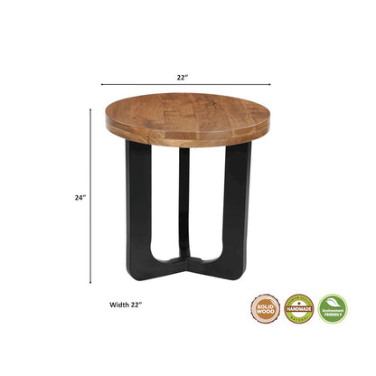 Renith 2-piece Round Solid Wood Living Room Table Set, Brown