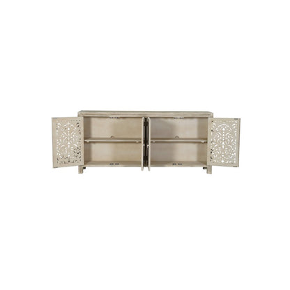 Calista 4-door Floral Carved Solid Wood Sideboard