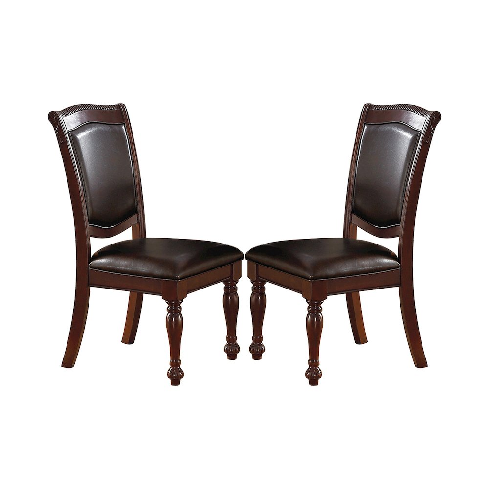 PU Upholstered Dining Chair, Dark Brown(Set of 2)