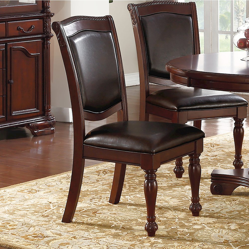 PU Upholstered Dining Chair, Dark Brown(Set of 2)