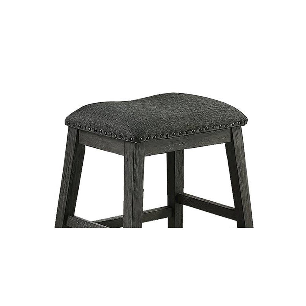 Linen-Fabric Padded Counter Stool, Dark Grey(Set of 2)