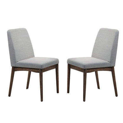 Grey Fabric Upholstered Dining Chair, Brown(Set of 2)