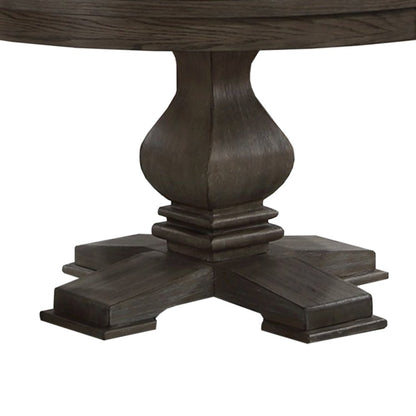 Round Wooden Dining Table with Pedestal Base in Oak