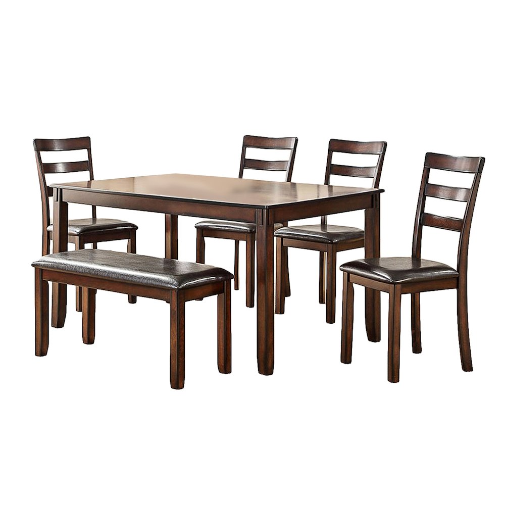6-Piece Rectangular, Cherry Finish, MDF Top, Dining Set, Seats 6