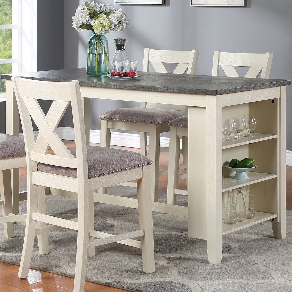 Rectangle Counter Height Dining Table in Grey and White