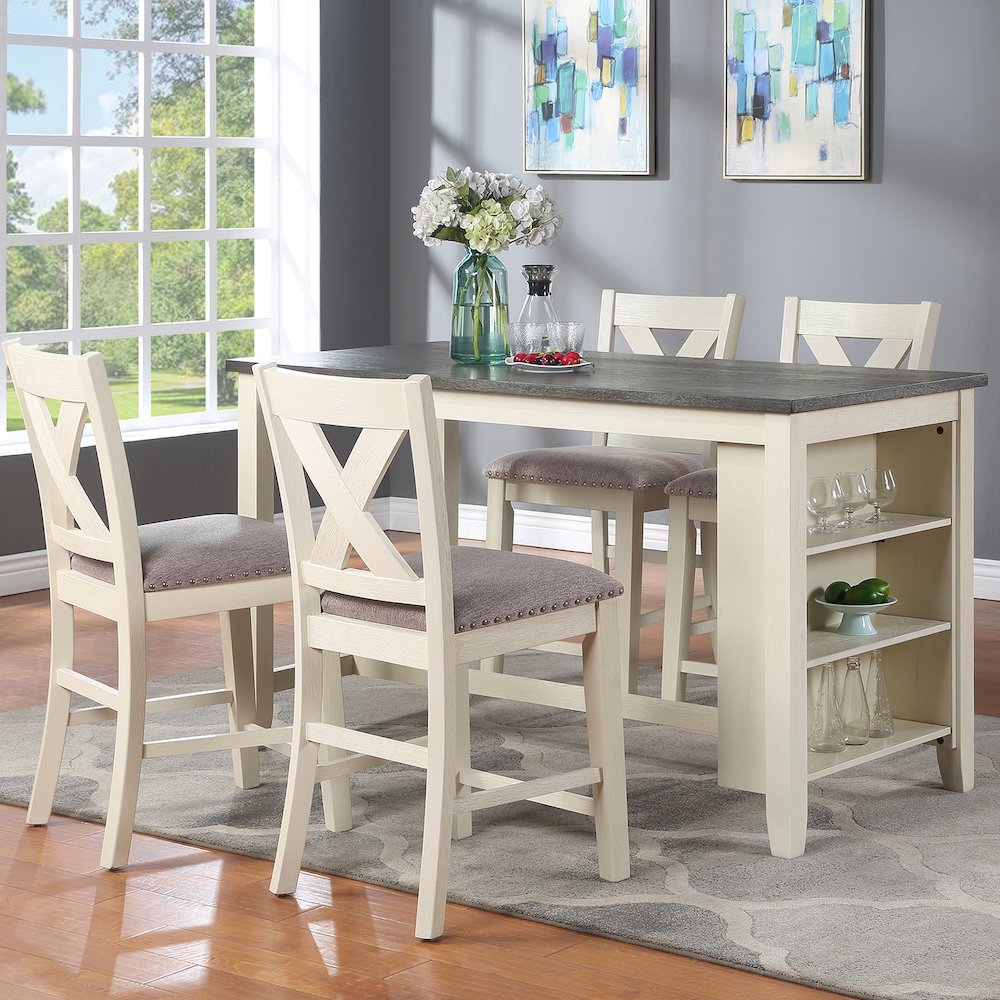 Rectangle Counter Height Dining Table in Grey and White