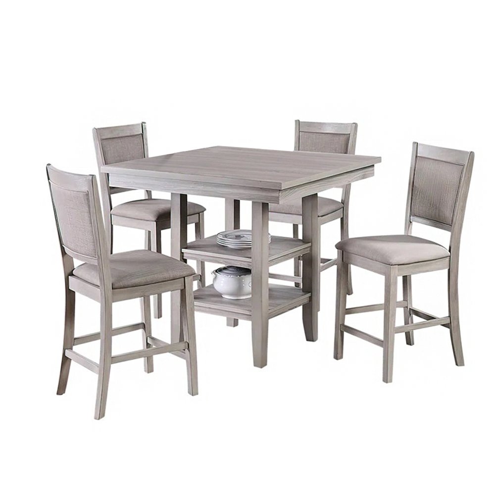 5 Piece Square Dining Set in Rustic Grey