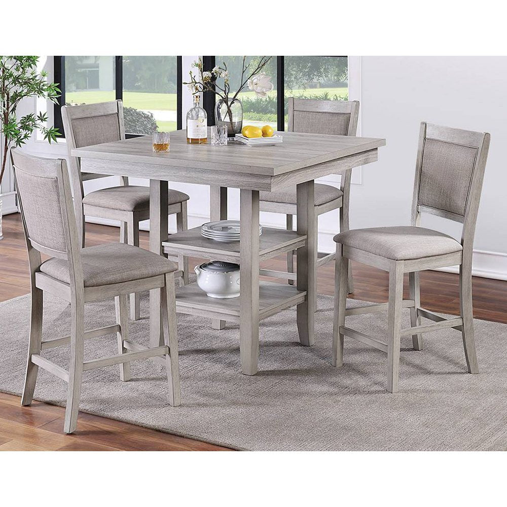 5 Piece Square Dining Set in Rustic Grey