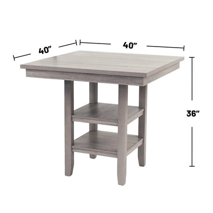 5 Piece Square Dining Set in Rustic Grey