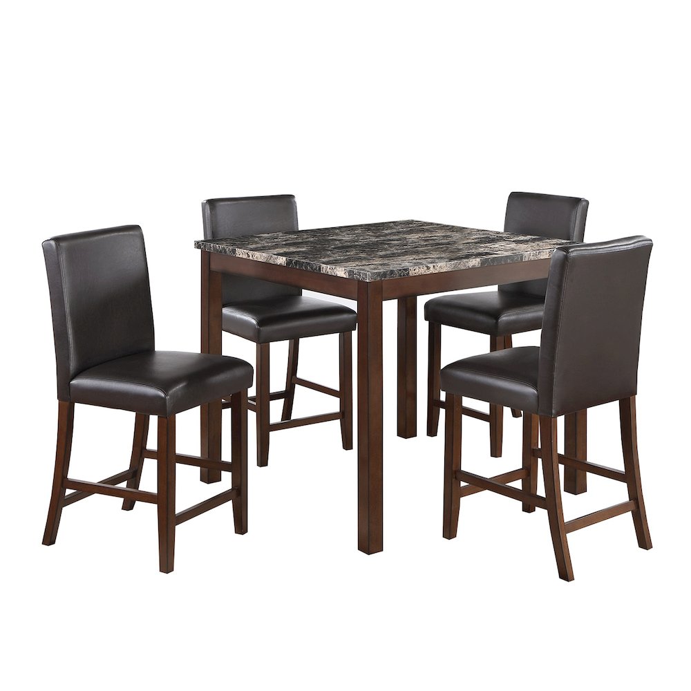 5 Piece Counter Height Dining Set with Footrest in Espresso