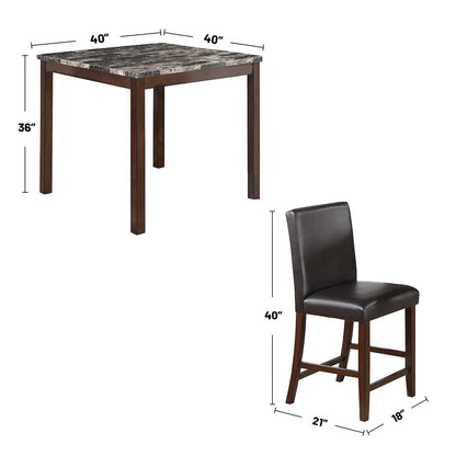5 Piece Counter Height Dining Set with Footrest in Espresso
