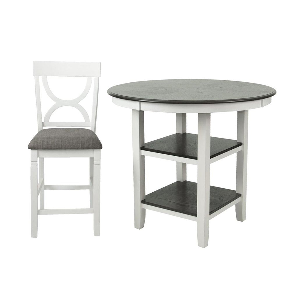 5 Piece Counter Height Dining Set with 2 Open Shelves in Distressed